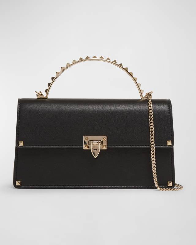 Mini Rockstuds Flap Leather Top-Handle Bag